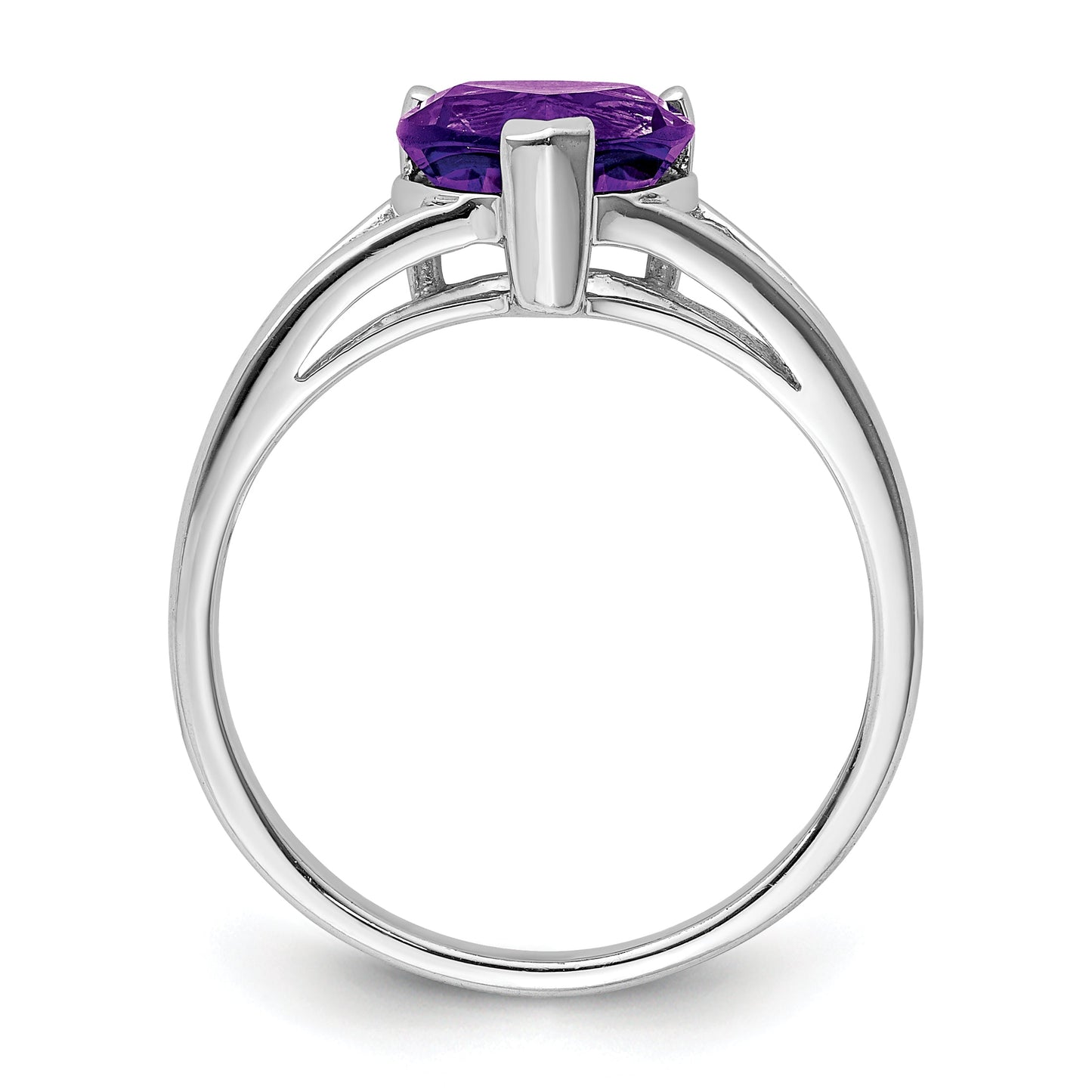 1.40 Ct Heart Purple Amethyst Prong Silver Solitaire Promise Ring