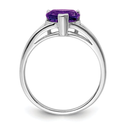 1.40 Ct Heart Purple Amethyst Prong Silver Solitaire Promise Ring
