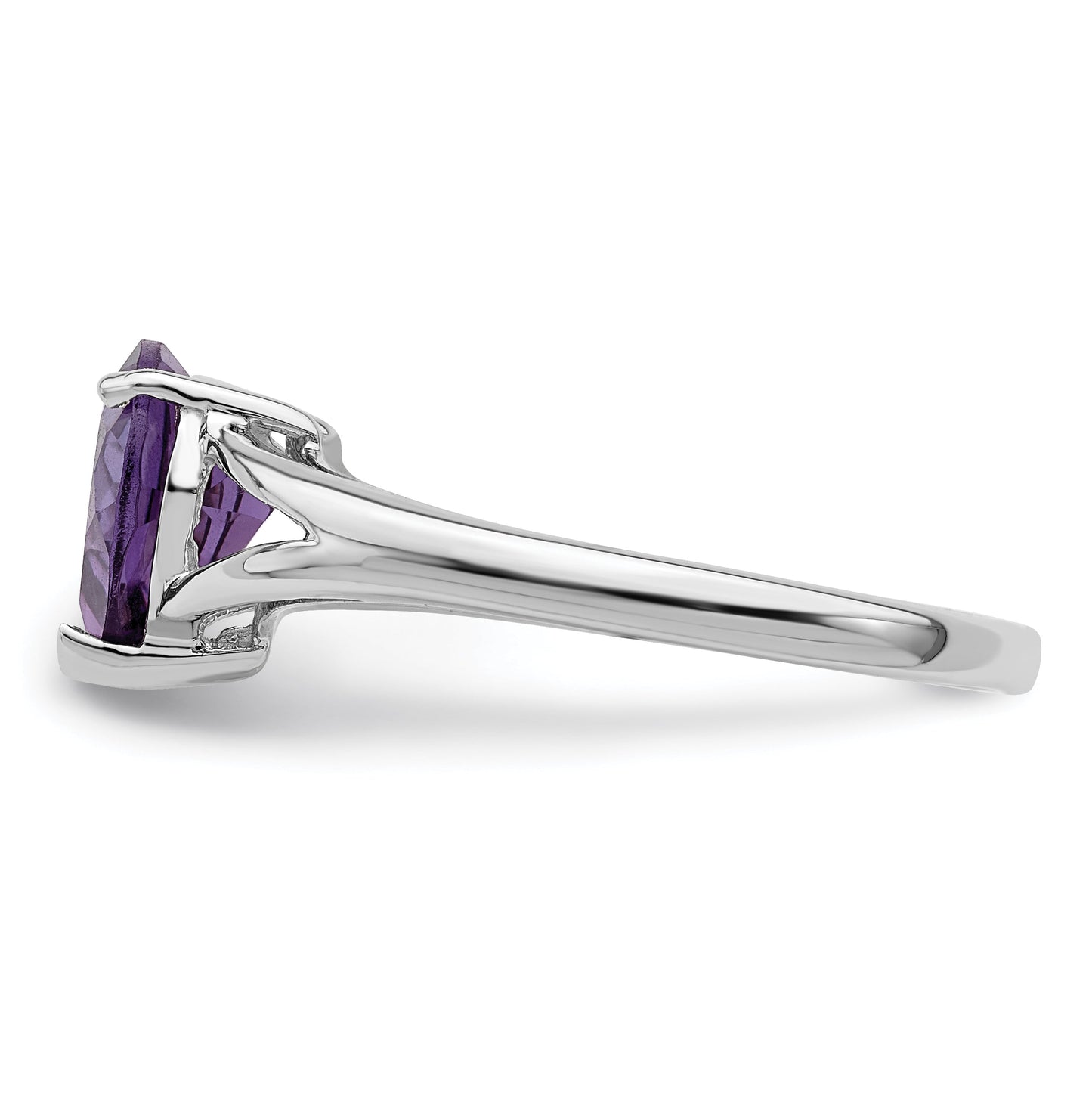1.40 Ct Heart Purple Amethyst Prong Silver Solitaire Promise Ring