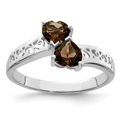 0.85 Ct Heart Purple Amethyst Prong Silver Promise Ring