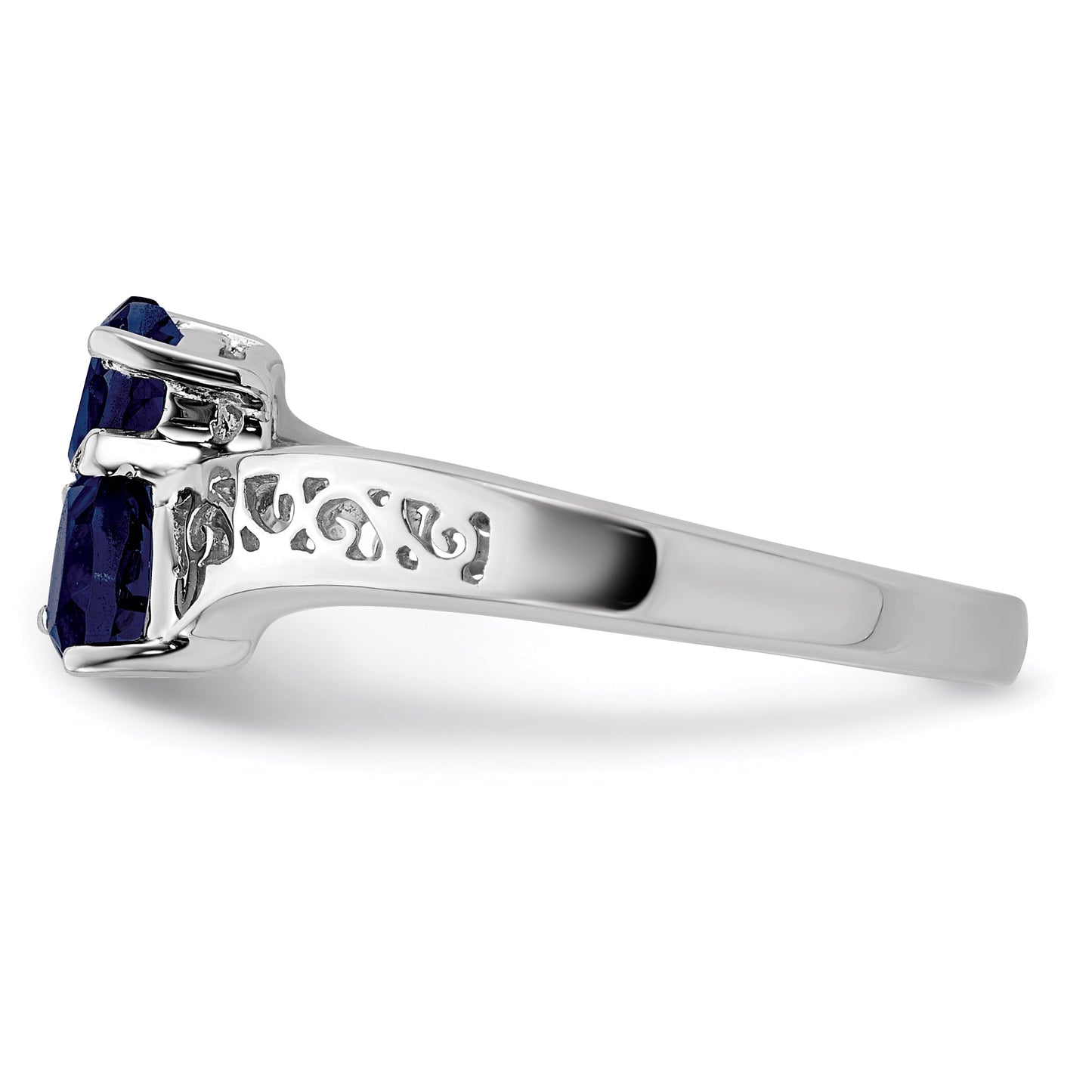 0.85 Ct Heart Purple Amethyst Prong Silver Promise Ring