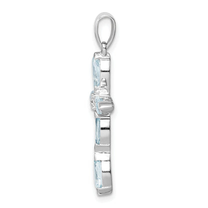Sterling Silver Natural Blue Aquamarine and Diamond Pendant