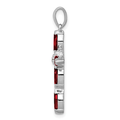 Sterling Silver Natural Garnet and Diamond Pendant