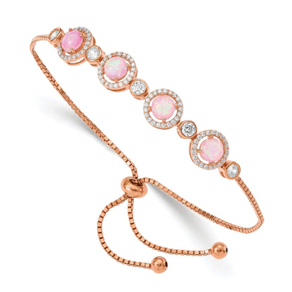 Created Opal and Cubic Zirconia Rose Gold Over Silver Bracelet