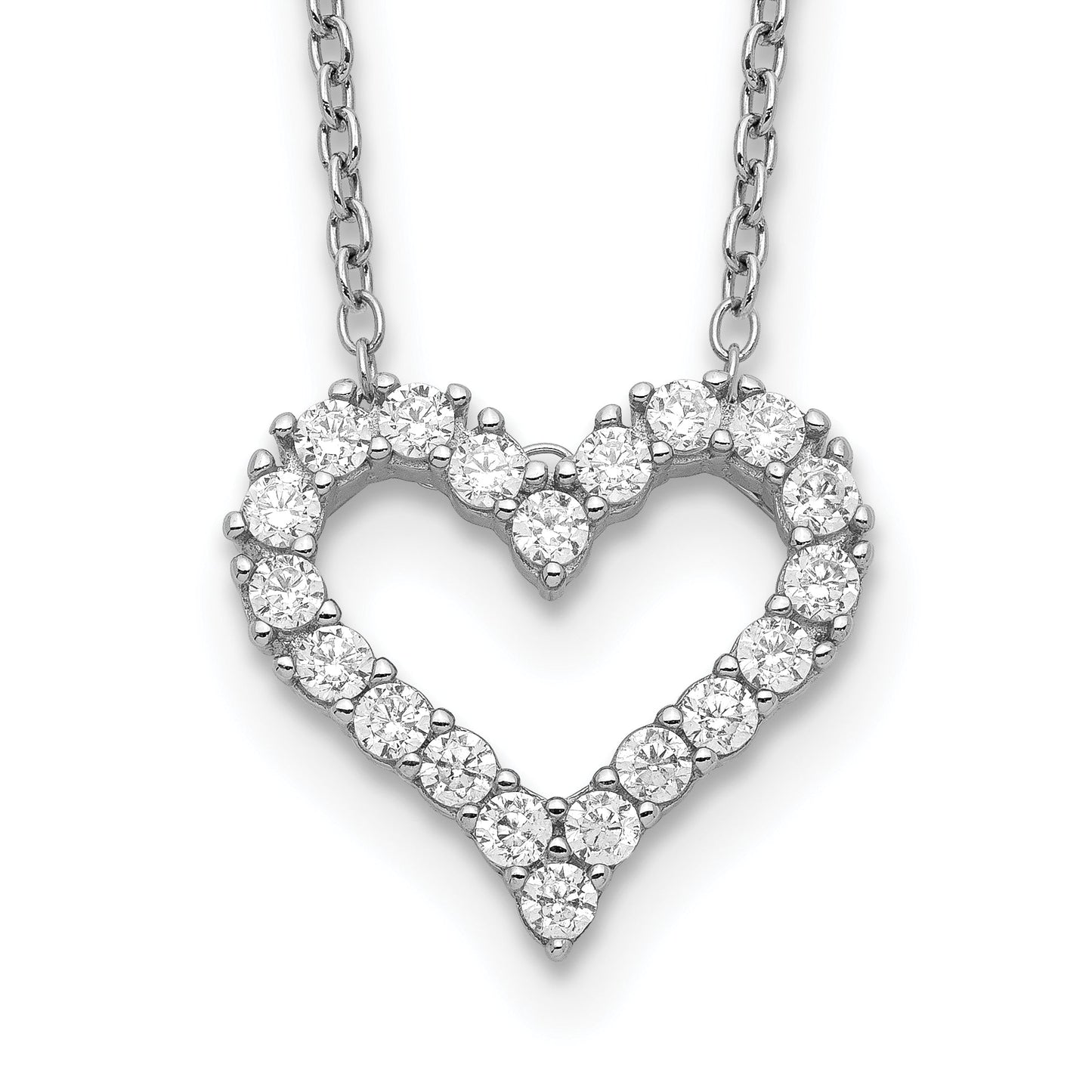 Sterling Silver CZ Heart Necklace