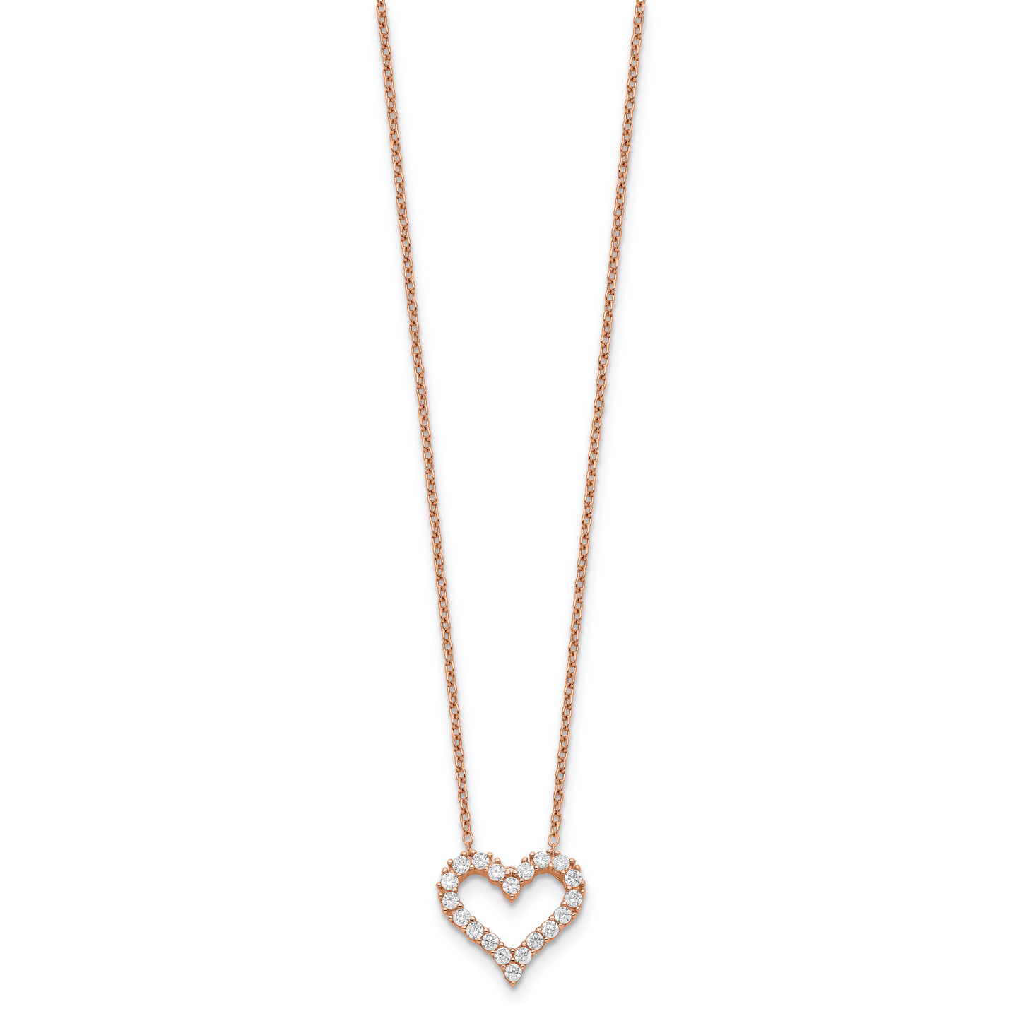 Sterling Silver CZ Heart Necklace