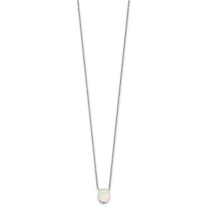 Sterling Silver Created Opal Oval Necklace Earring Set