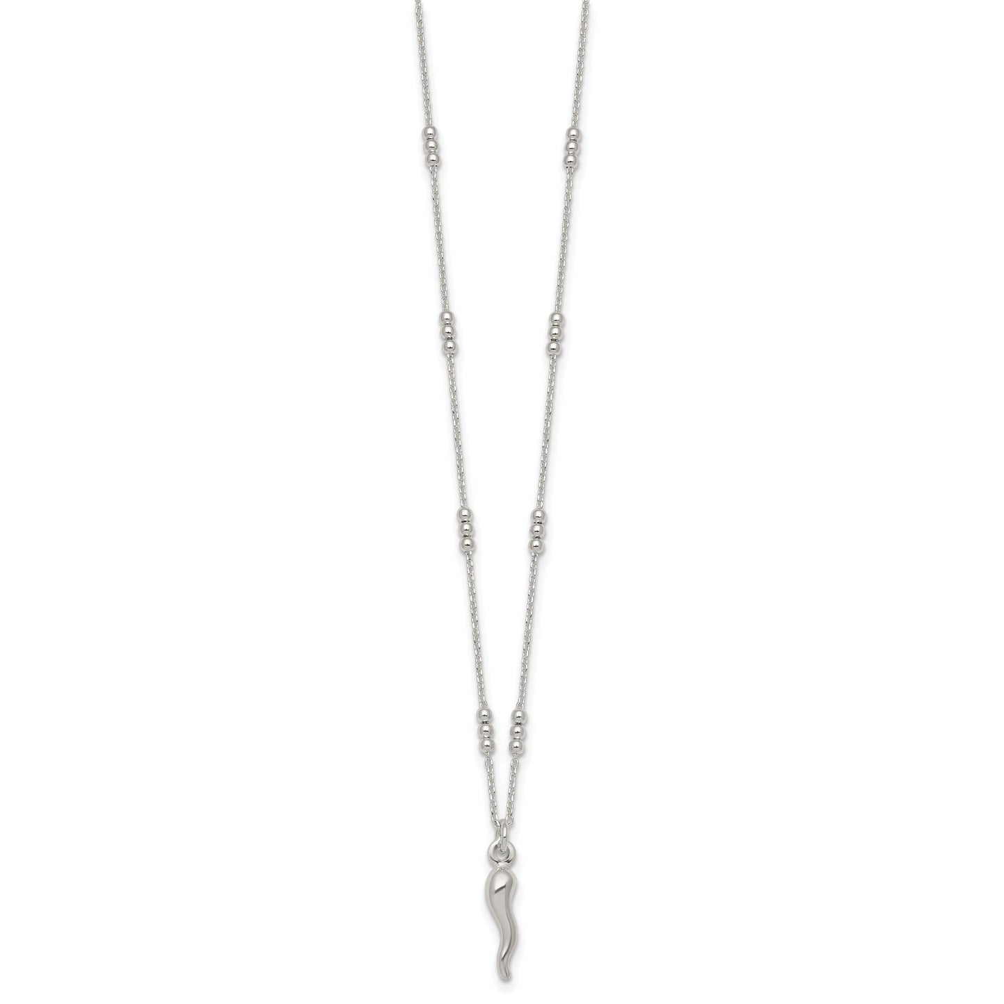 Silver Italian Horn 18 Inch Necklace
