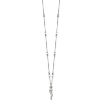 Silver Italian Horn 18 Inch Necklace
