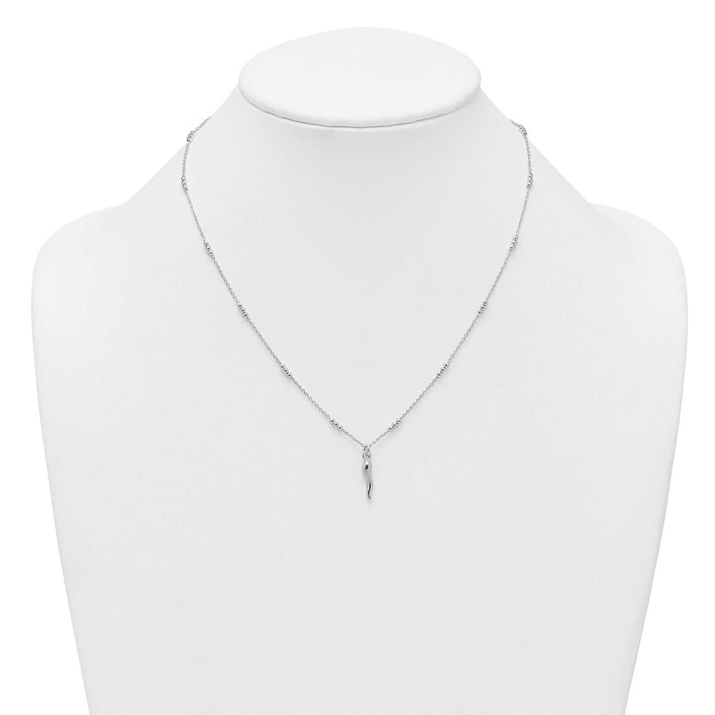 Silver Italian Horn 18 Inch Necklace