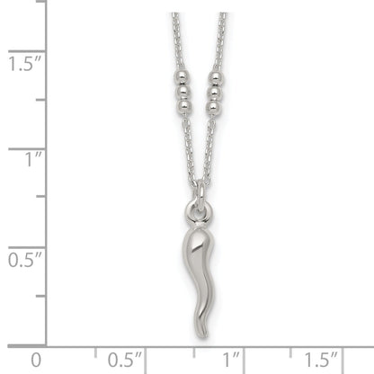 Silver Italian Horn 18 Inch Necklace