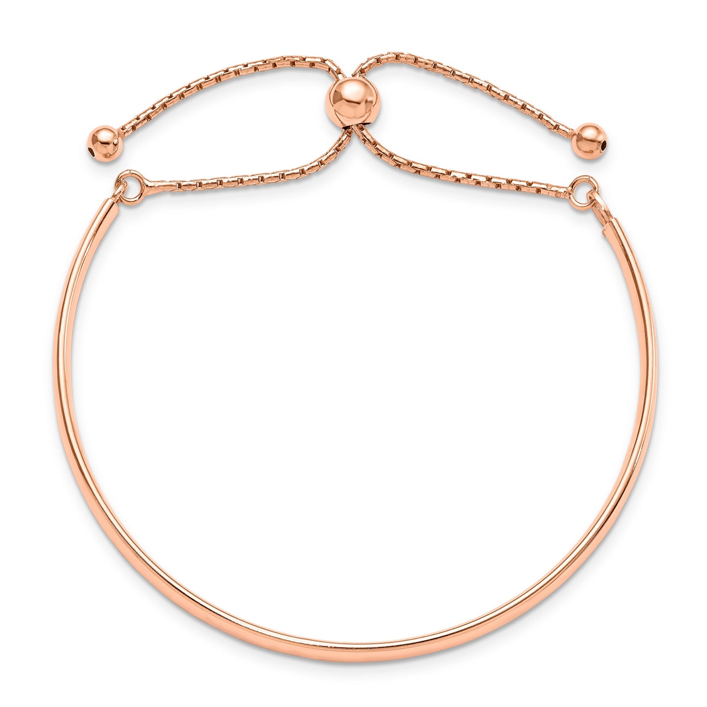 Rose Gold Plated Sterling Silver High Polish Half-Bangle Adjustable Slider Bracelet