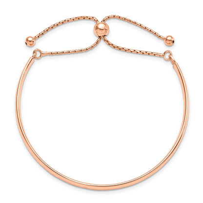 Rose Gold Plated Sterling Silver High Polish Half-Bangle Adjustable Slider Bracelet