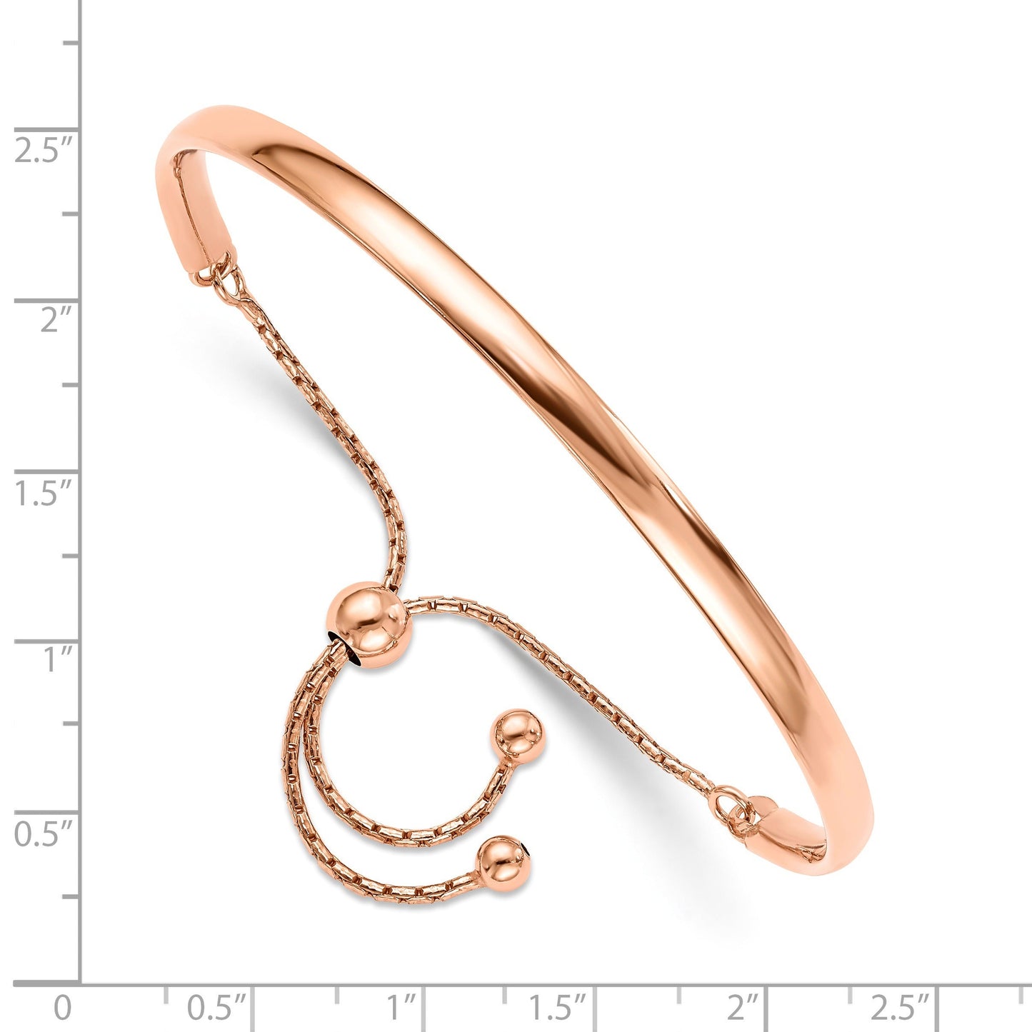 Rose Gold Plated Sterling Silver High Polish Half-Bangle Adjustable Slider Bracelet
