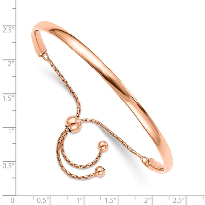 Rose Gold Plated Sterling Silver High Polish Half-Bangle Adjustable Slider Bracelet