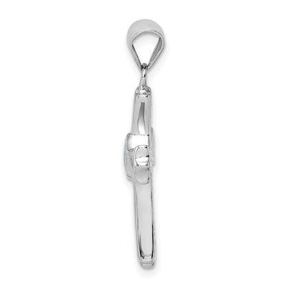 Sterling Silver Blue Opal Small Cross Pendant