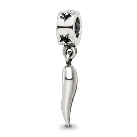 Italian Horn Dangle Pendant Sterling Silver