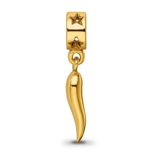 Silver Gold-plated Italian Horn Dangle Pendant