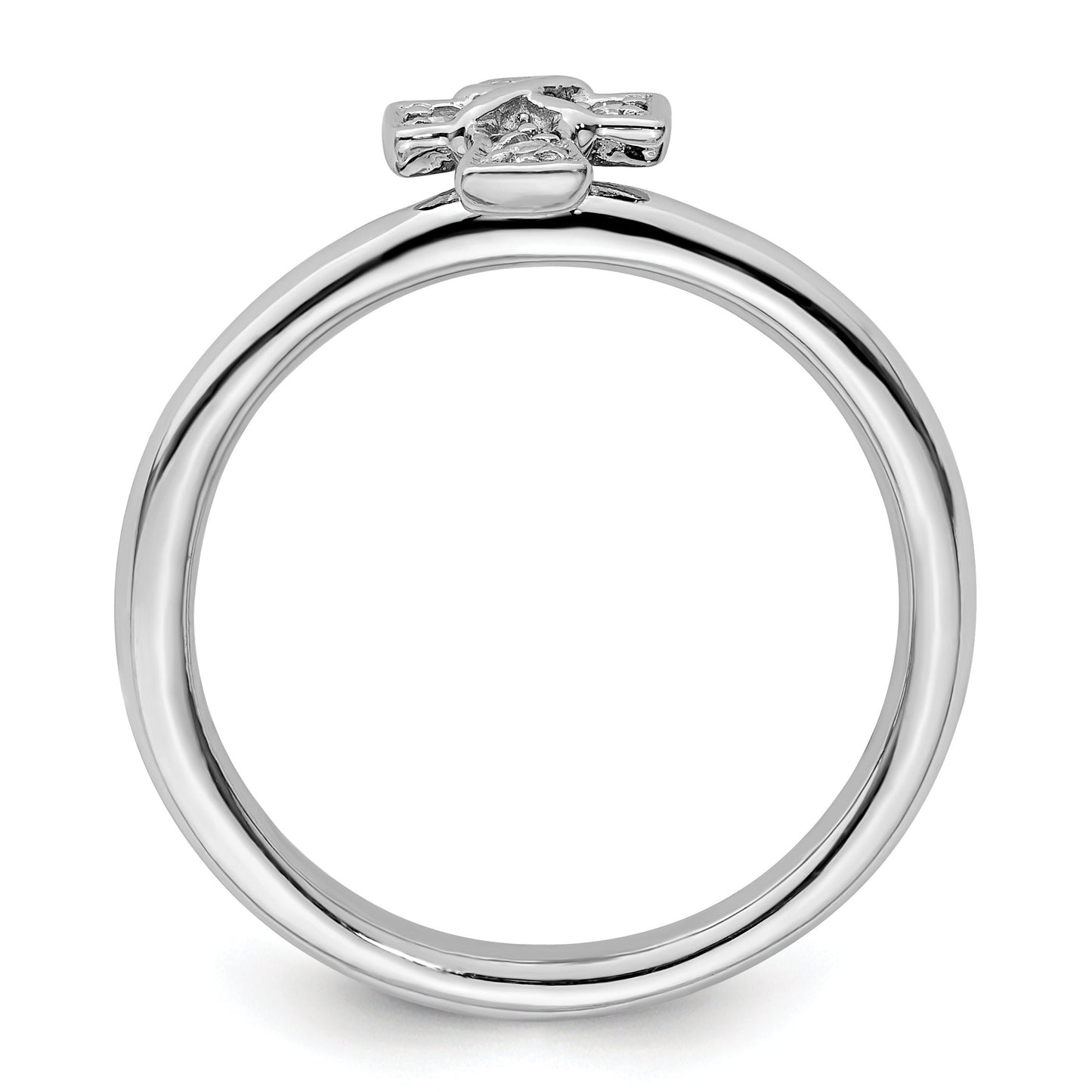 Natural White Topaz Silver Stackable Cross Ring