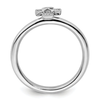Natural White Topaz Silver Stackable Cross Ring