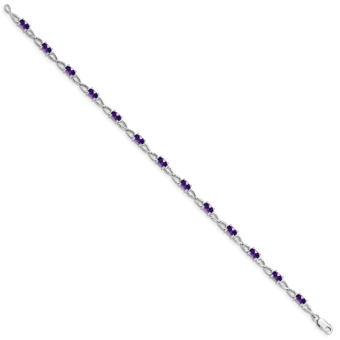 2.73 Ct Oval Purple Amethyst Prong Sterling Silver Infinity Link Bracelet