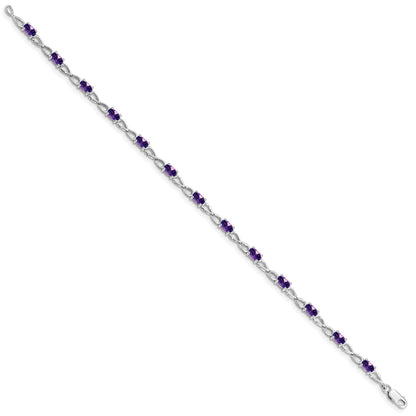 2.73 Ct Oval Purple Amethyst Prong Sterling Silver Infinity Link Bracelet