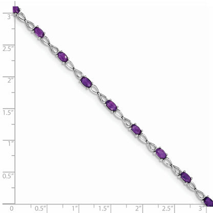 2.73 Ct Oval Purple Amethyst Prong Sterling Silver Infinity Link Bracelet