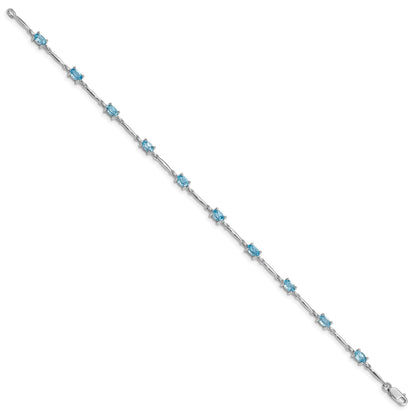 2.72 Ct Oval Swiss Blue Topaz Prong Sterling Silver Link Bracelet