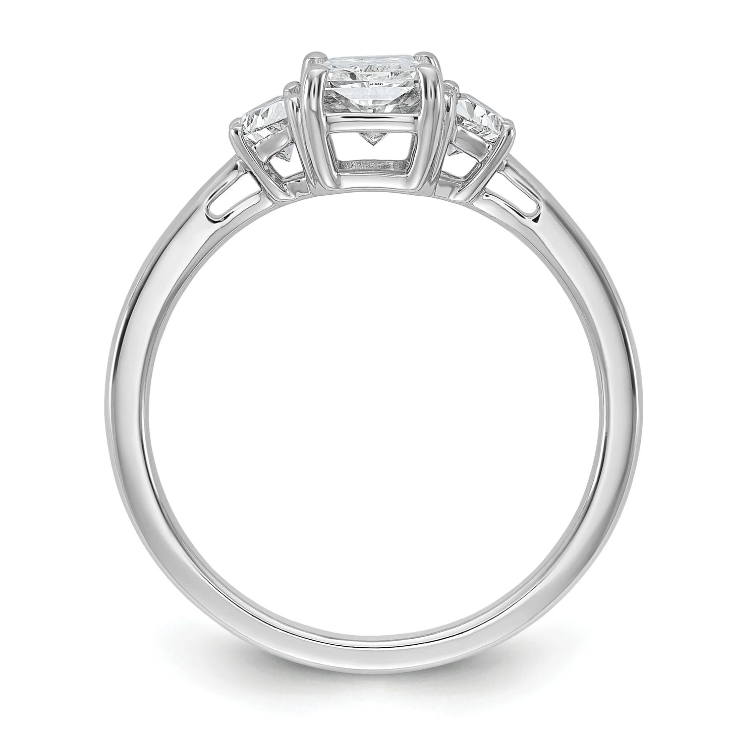 14K White Gold Lab Diamond 3 Stone Semi Mount Engagement Ring