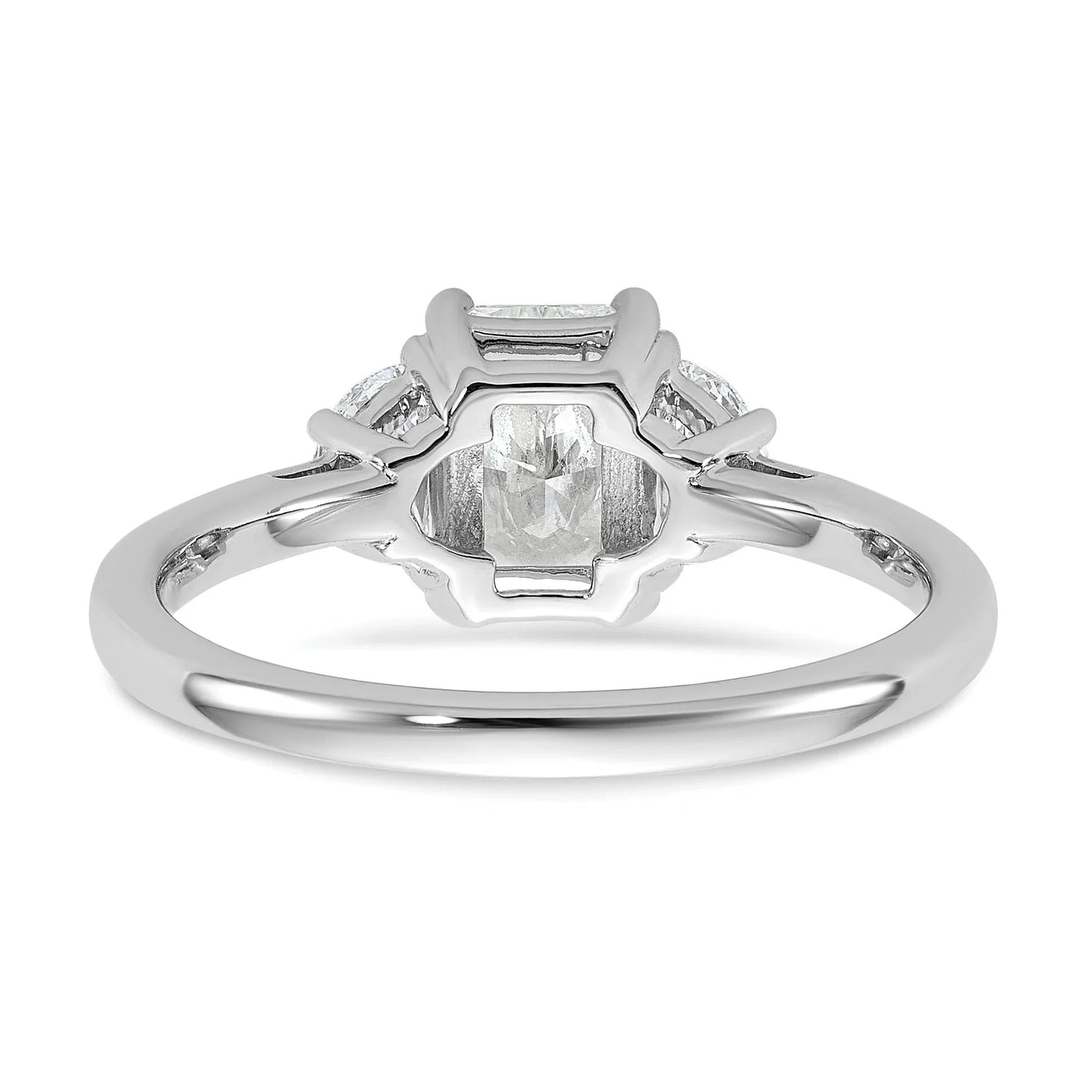 14K White Gold Lab Diamond 3 Stone Semi Mount Engagement Ring
