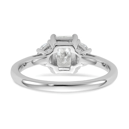 14K White Gold Lab Diamond 3 Stone Semi Mount Engagement Ring
