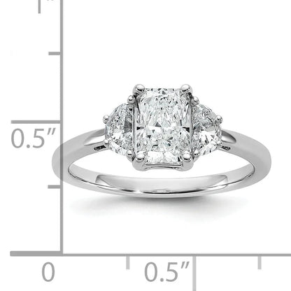 14K White Gold Lab Diamond 3 Stone Semi Mount Engagement Ring