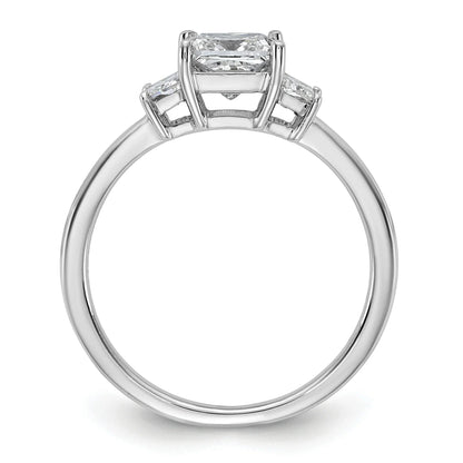14K White Gold Lab Grown Diamond Princess & Trapezoid 3-Stone Bridal Rings
