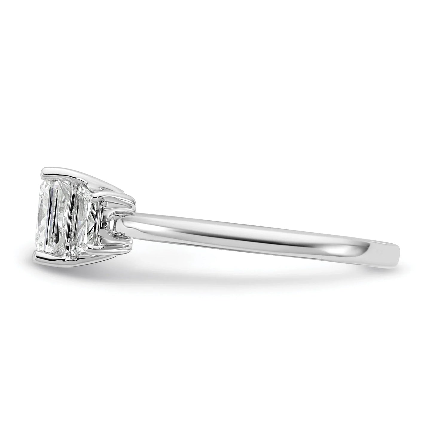 14K White Gold Lab Grown Diamond Princess & Trapezoid 3-Stone Bridal Rings