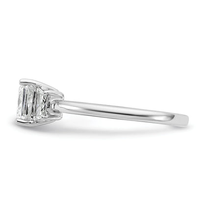 14K White Gold Lab Grown Diamond Princess & Trapezoid 3-Stone Bridal Rings