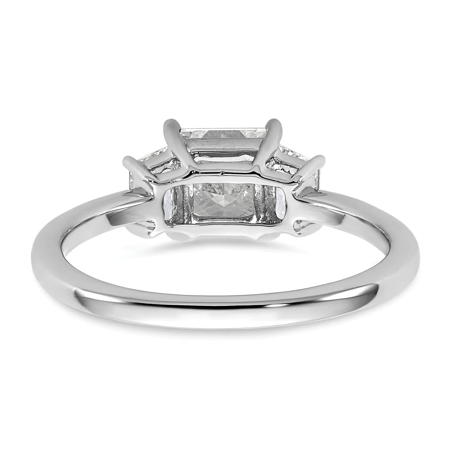 14K White Gold Lab Grown Diamond Princess & Trapezoid 3-Stone Bridal Rings