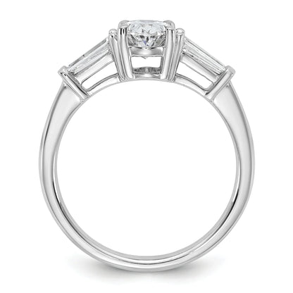 Lab Grown Diamond Oval and Baguette 3-Stone Ring