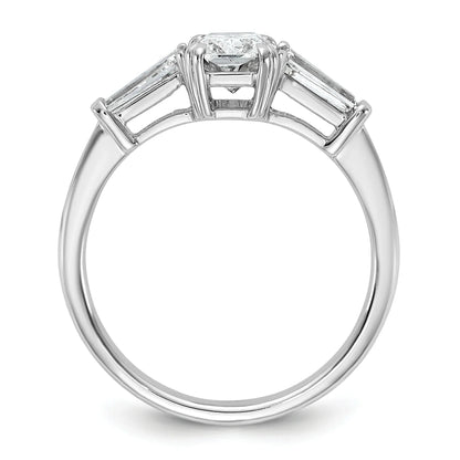 14K White Gold Lab Grown Diamond Baguette 3-Stone Bridal Rings