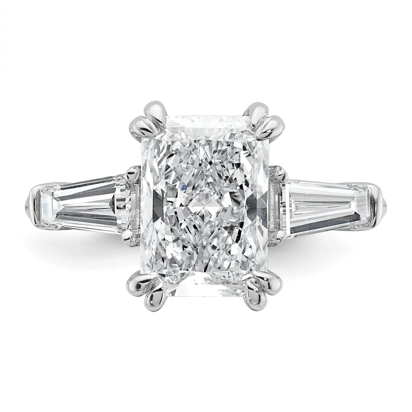 14K White Gold Lab Grown Diamond Baguette 3-Stone Bridal Rings