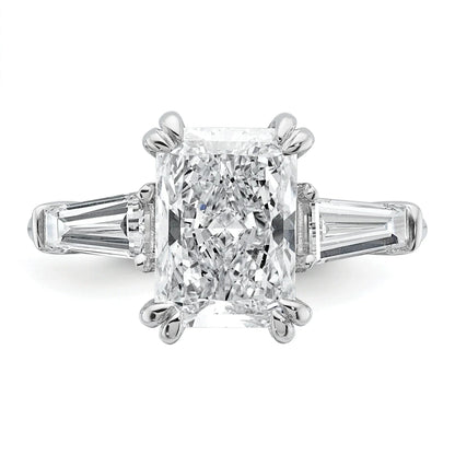 14K White Gold Lab Grown Diamond Baguette 3-Stone Bridal Rings