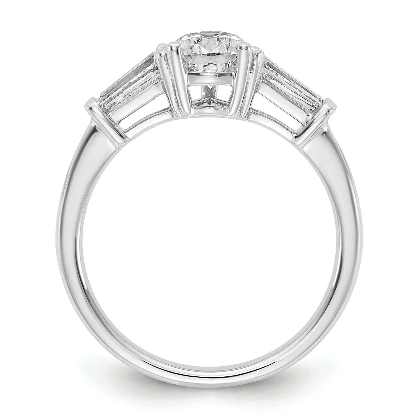 14k White Gold Lab Grown Pear Diamond Baguette 3-Stone Bridal Ring