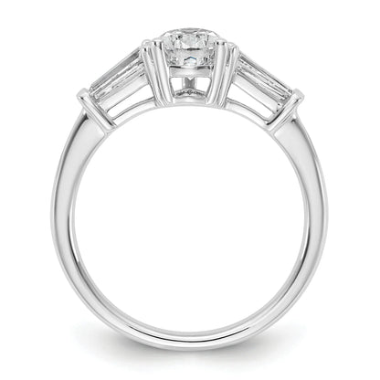 14k White Gold Lab Grown Pear Diamond Baguette 3-Stone Bridal Ring