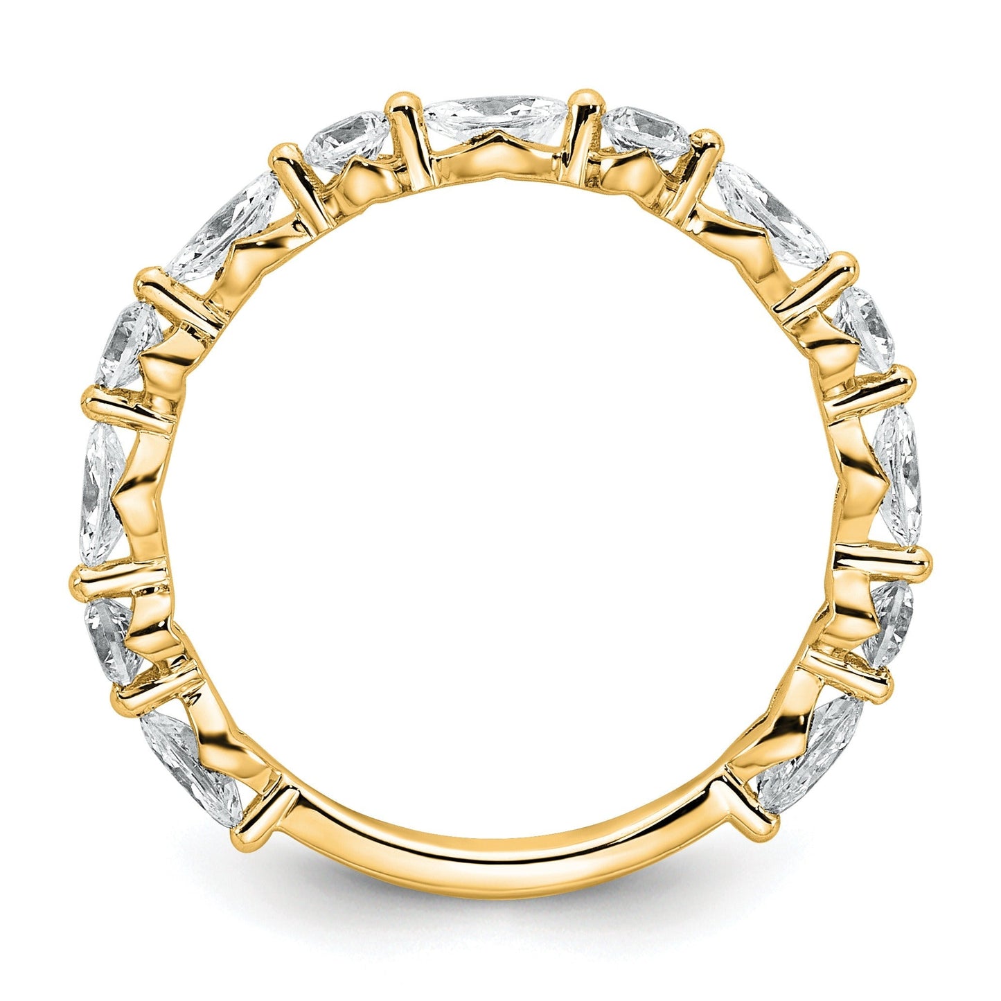 0.75 Ct Lab Grown Diamond Prong 14K Yellow Gold Alternating Wedding Enhancer Band