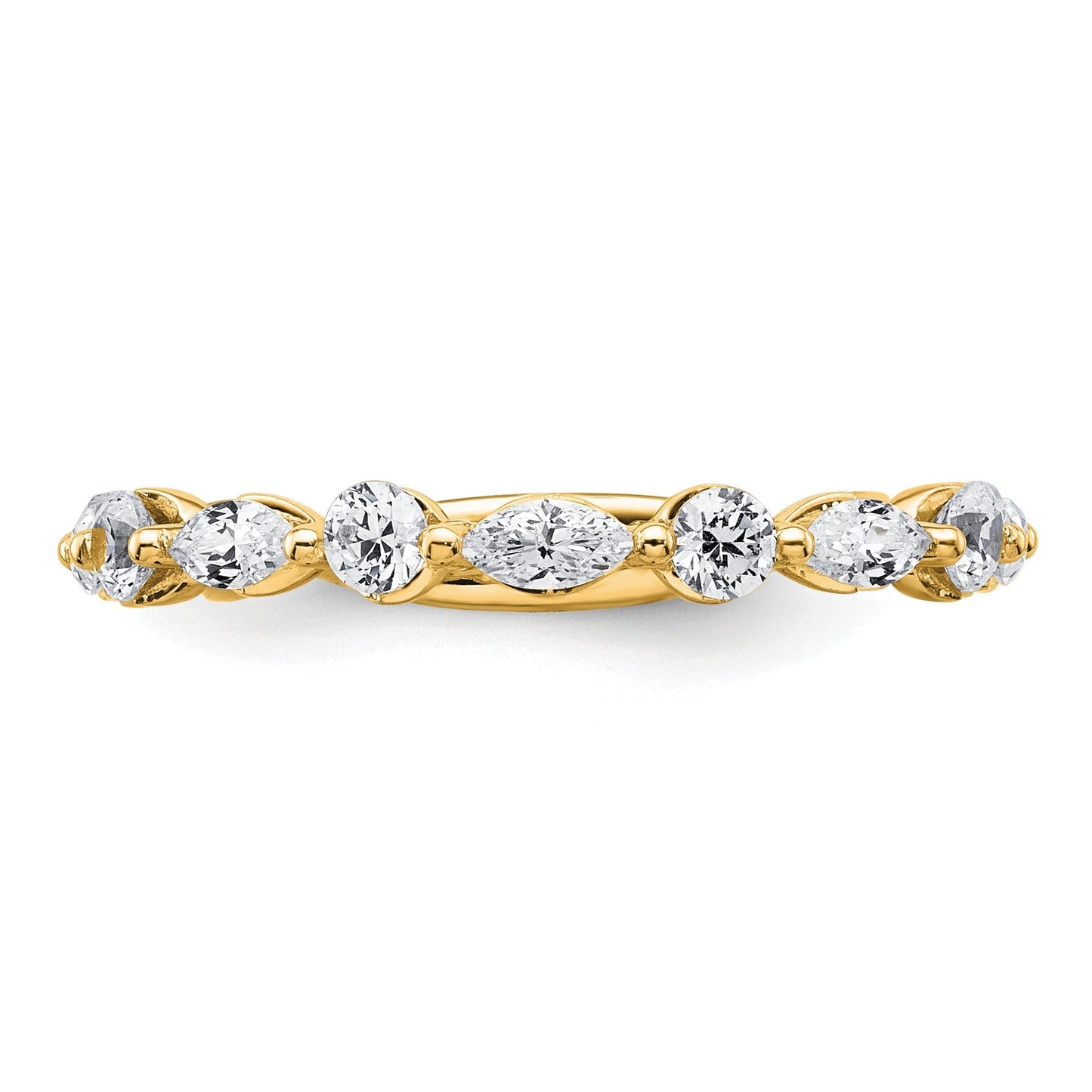 0.75 Ct Lab Grown Diamond Prong 14K Yellow Gold Alternating Wedding Enhancer Band