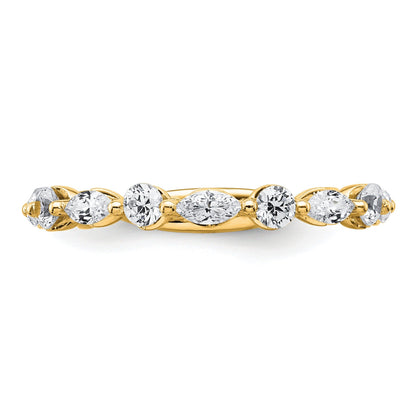 0.75 Ct Lab Grown Diamond Prong 14K Yellow Gold Alternating Wedding Enhancer Band