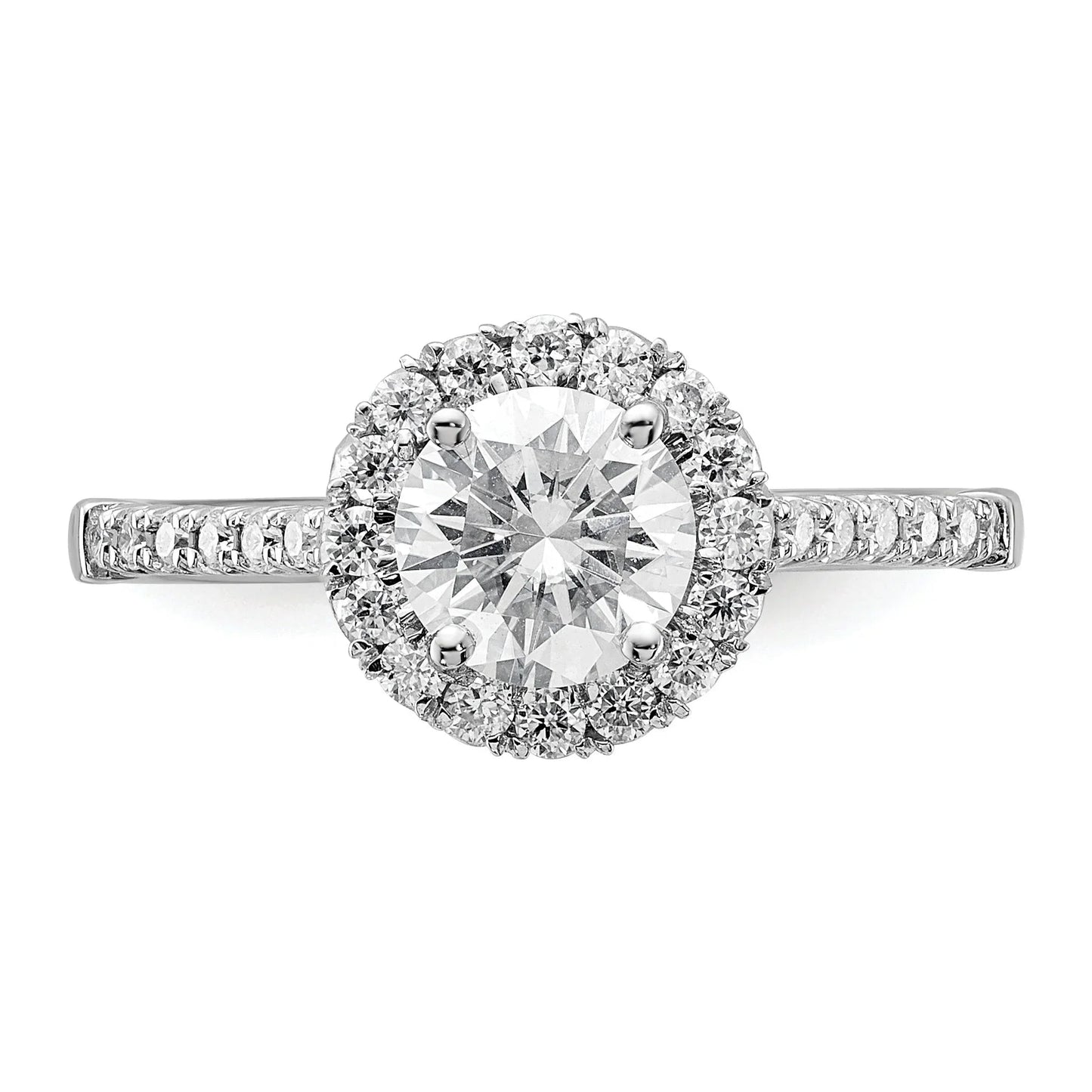 14k White Gold Lab Grown Diamond Halo Ring Semi Mount