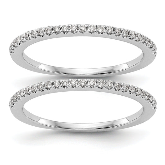 14k White Gold Lab Grown Diamond Set of Two Eternity Wedding Band 0.25 Ct