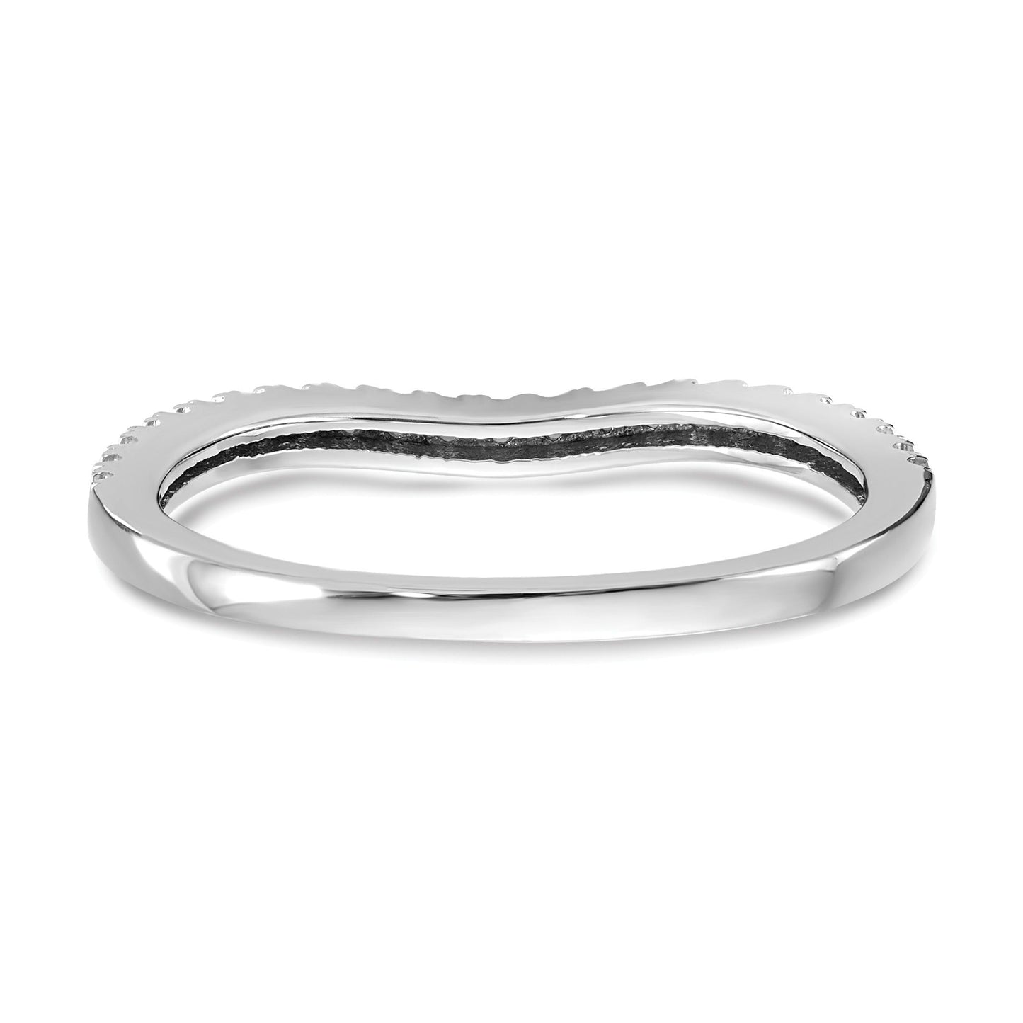 0.12 Ct Round Lab Diamond Pavé 14K White Gold Curved Wedding Enhancer Band