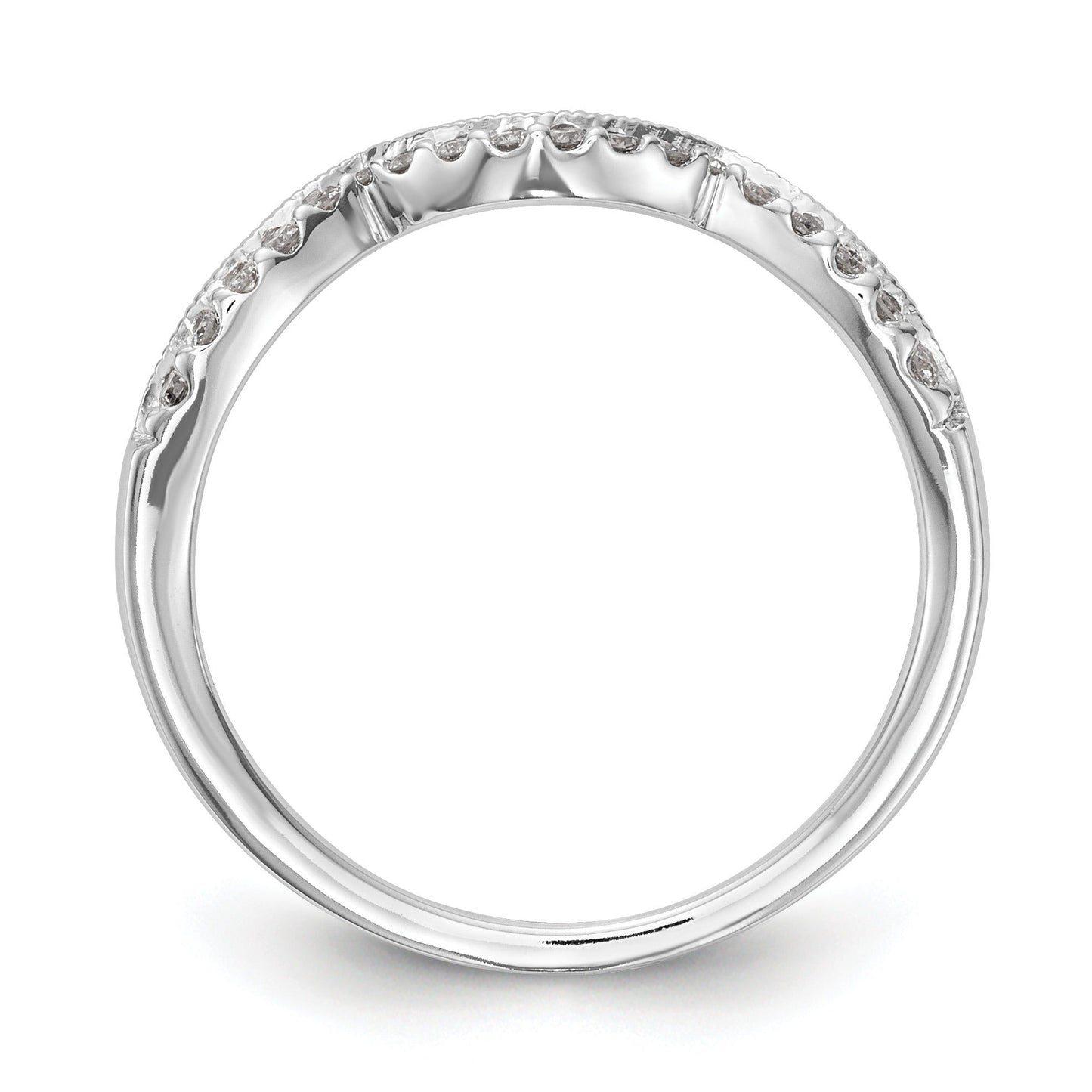 Round Lab Diamond Pavé 14K White Gold Curved Wedding Enhancer Band