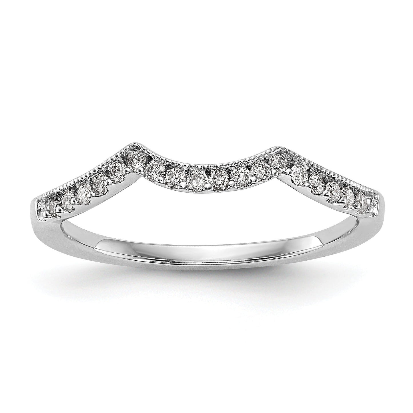 Round Lab Diamond Pavé 14K White Gold Curved Wedding Enhancer Band